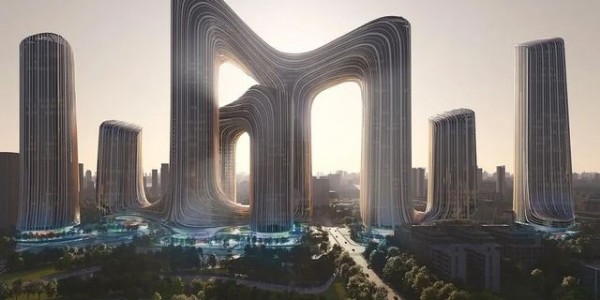 扎哈事务所垂直都市项目｜武汉华中科学生态城，建筑呈现“山水湖城”形态