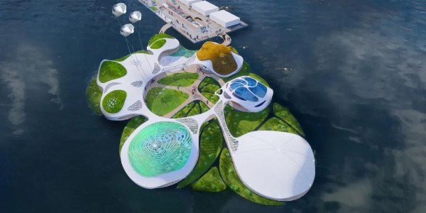 3deluxe开发的50/50概念预见了未来的架构——曼哈顿漂浮岛